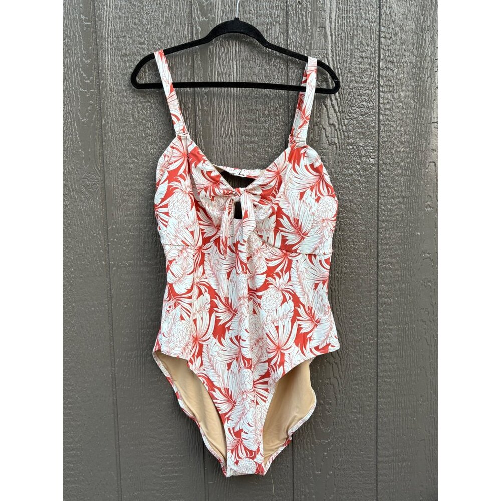 Old Navy Women's Pineapple Rust Orange White One-Piece Swimsuit Size 4X NWT
